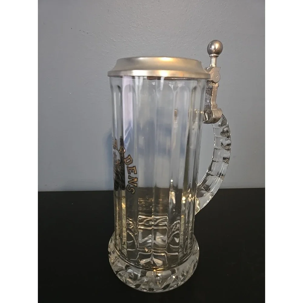 Busch Gardens Glass Beer Stein‎ w/metal Lid 8.5